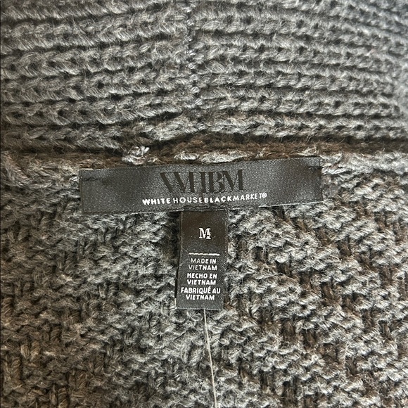 NWT White House Black Market Heather grey fringe shawl collar tie belt cardigan - Picture 12 of 14